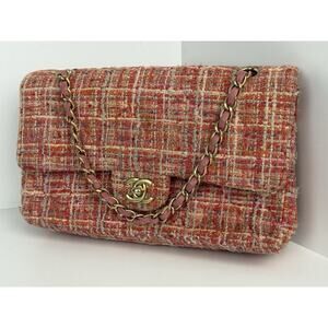 Chanel Classic Medium Multicolor Tweed Double Flap Shoulder Bag B-5